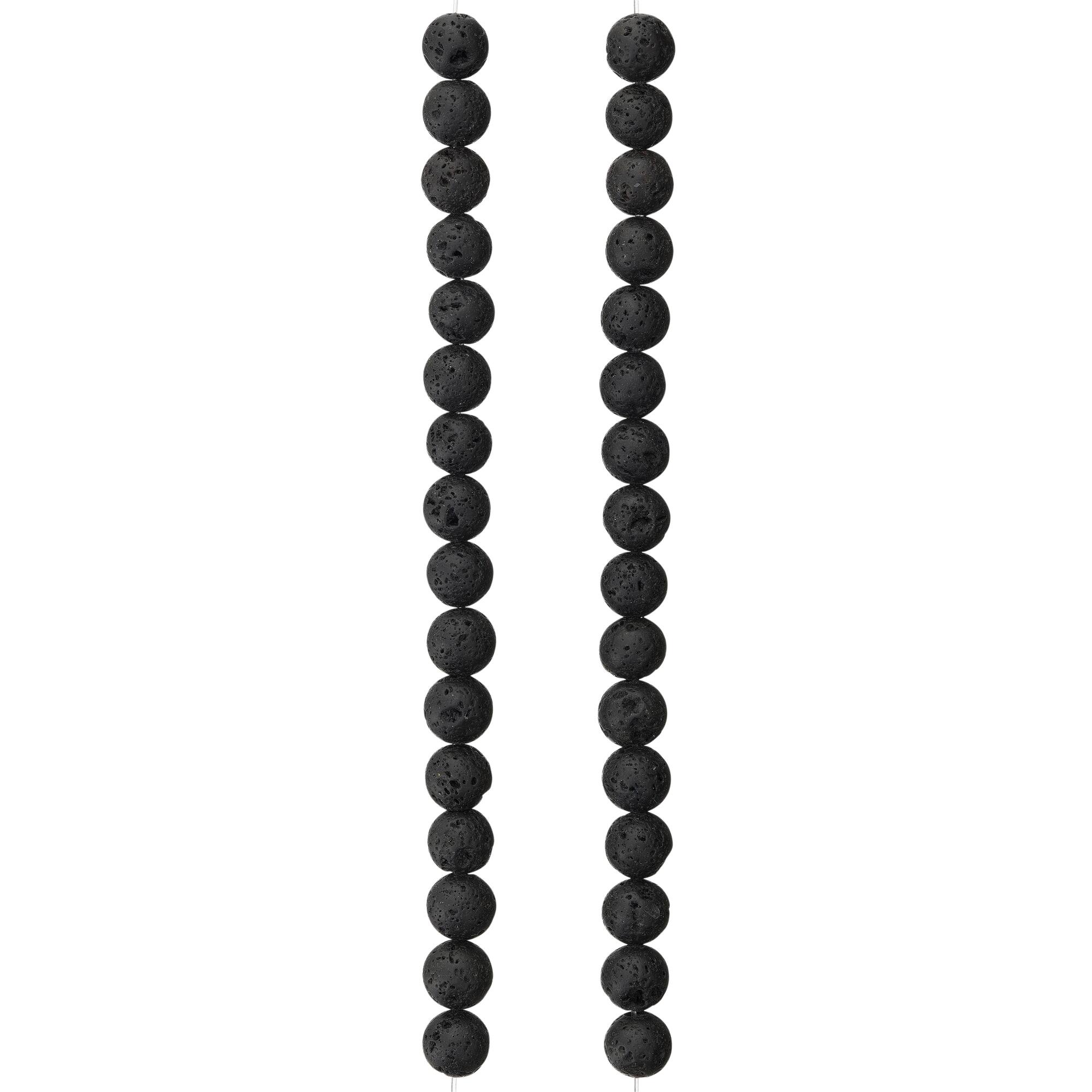9 Pack: Black Lava Round Beads, 8mm by Bead Landing™